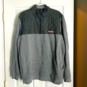 Vineyard Vines Gray and Black Zip Up Sweater